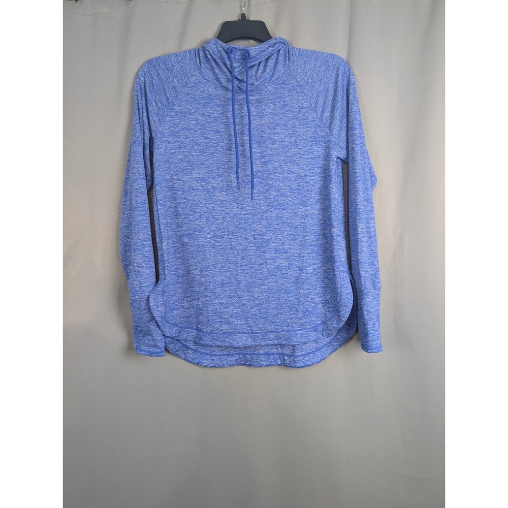 Athleta Womens Blue Space Dye Cowl‎ Neck Hoodie Thumbholes Size M